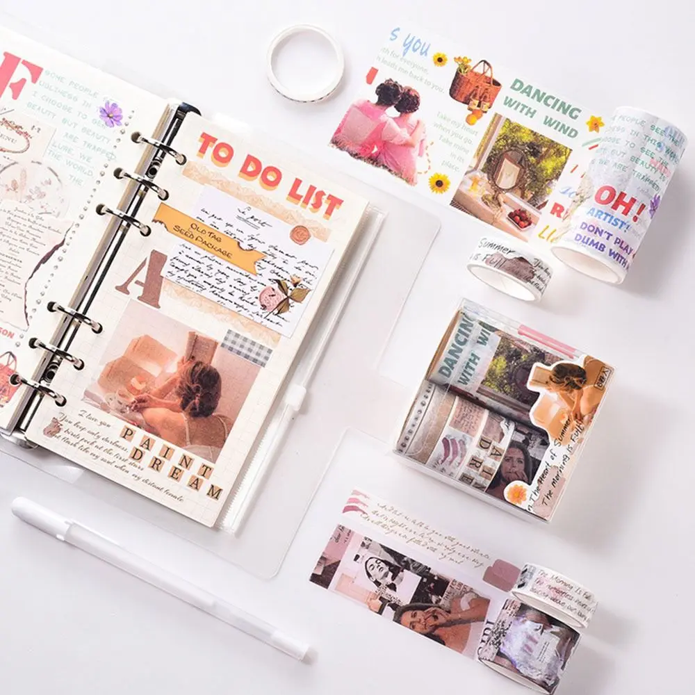 

6 Rolls/Set Simple Vintage Decoration Hand Account Paste Adhesive Tape DIY Stickers Washi Tape