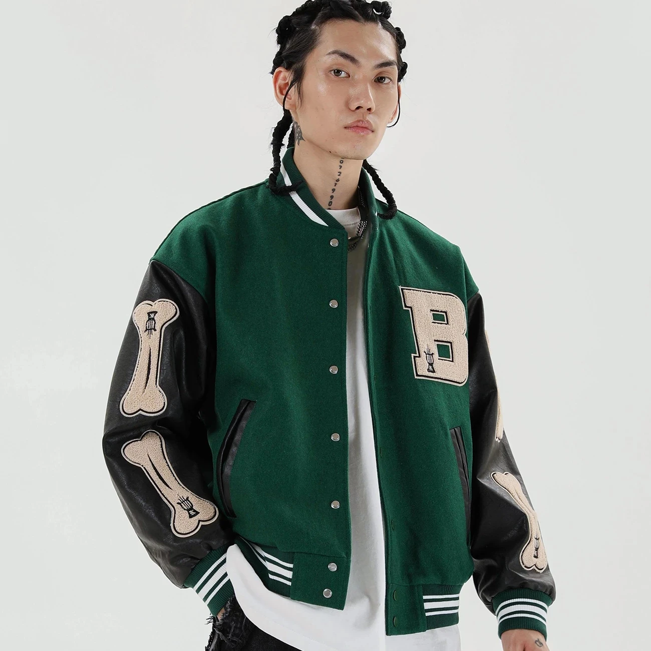

Harajuku Gothic Bomber Jas Dames Jas Heren Paar Baseball Jas 2021 Herfst Unisex School Team Hip Hop Streetwear