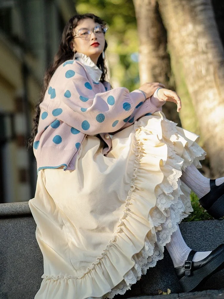 

Винтажная бархатная кружевная юбка средней длины, осенняя Милая Асимметричная юбка для женщин Y2k, гранж, трапециевидная юбка с высокой талией, женские юбки