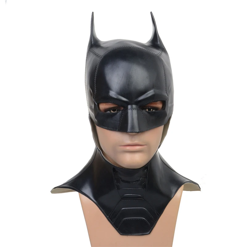

Костюм супергероя Брюса уэна для косплея, латексная маска из фильма, черный длинный короткий шлем, реквизит унисекс для Хэллоуина