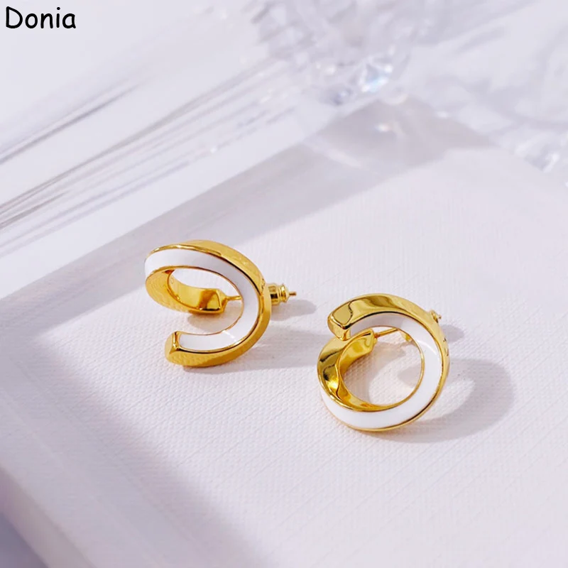 

Donia Jewelry European and American fashion enamel copper earrings irregular shape luxury earrings