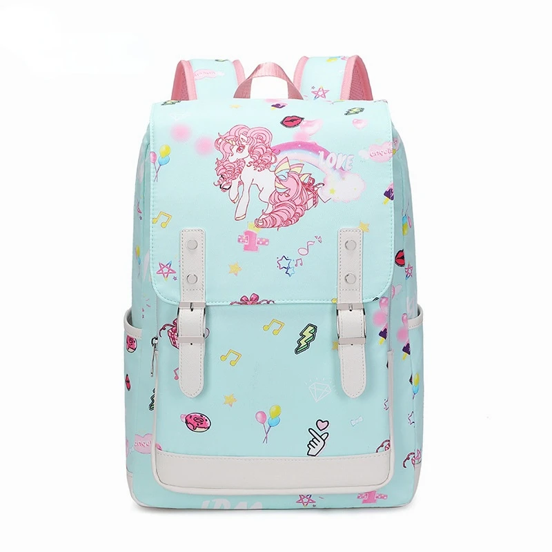 Girl Cartoon School Bags Junior High School Student Cute Children Unicorn Backpack for Travel Mochila Large Capacity Sac Licorne