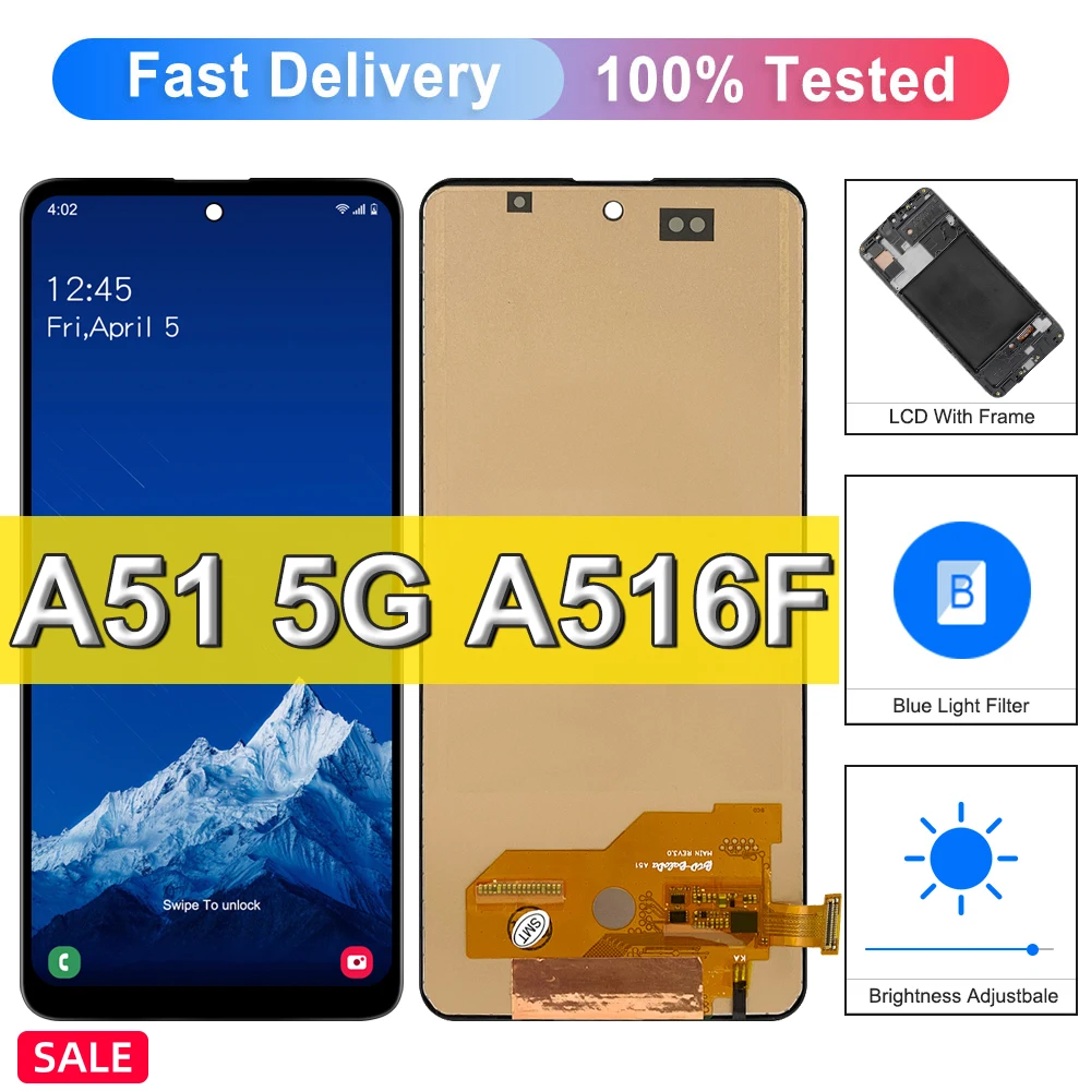100% тест для Samsung Galaxy A51 5G ЖК-дисплей с сенсорным экраном дигитайзер в сборе для Galaxy A51 5G A516 A516B A516F LCD
