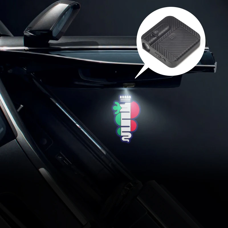 

2Pcs LED Car Door Tricolor Snake Emblem Light Welcome Lamp Wireless Laser Projector For Alfa Romeo 147 Mito GT Spider Giulietta