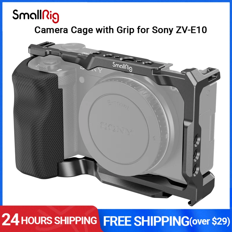 SmallRig Sony ZV-E10 Camera Cage with Silicone handle and Leather case Bottom plate Kit for Sony ZV-E10 3531