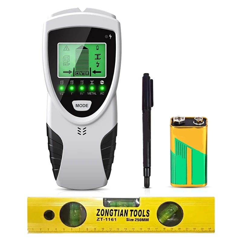 

Stud Finder Wall Scanner Electronic Wall Scanner Silver-Black ABS Spirit Level Wood Metal And AC Wire Detection