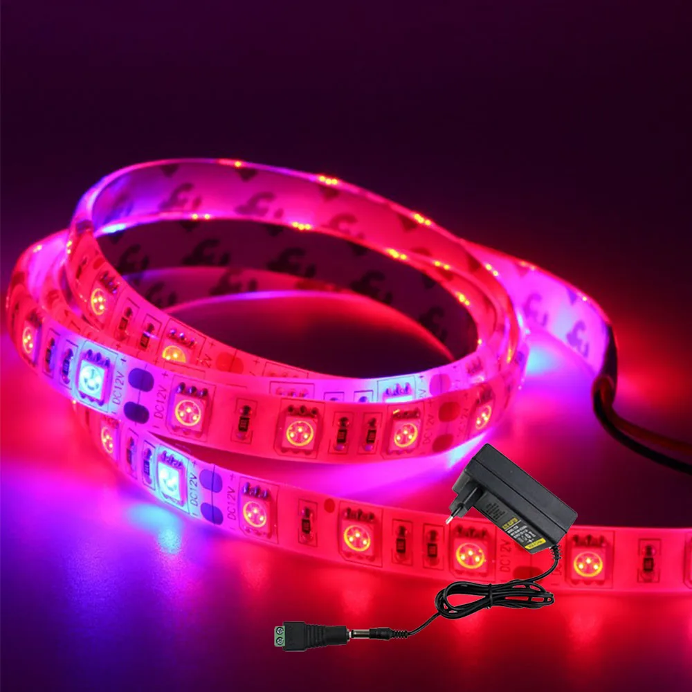 5M SMD 5050 12V LED Strip Grow light Full Spectrum LED Flower Plant Phyto Growth lamp For Greenhouse Hydroponic Plant Growing