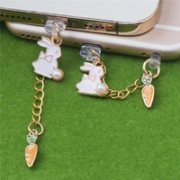 cute dust plug charm kawaii charge port plug for iphone type c anti dust cap bow tie rabbit phone anime dust protection stopper
