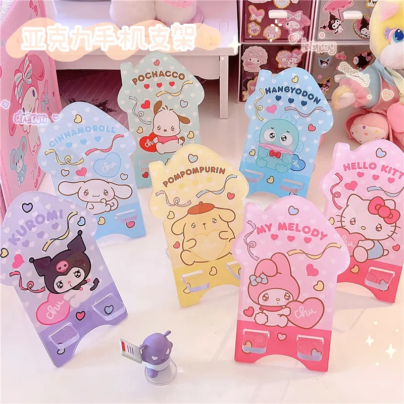 

Sanrioed Kawaii акриловая Kuromi Cinnamoroll мобильный телефон Подставка для планшета Студенческая мультяшная подставка для Iphone 12 см
