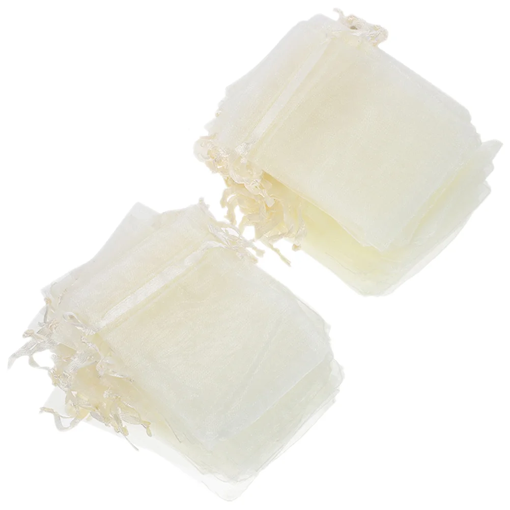 

100 Pcs Yarn Bag Small Jewelry Bags Tiny Mesh Drawstring Storage Pouch Gift Candy