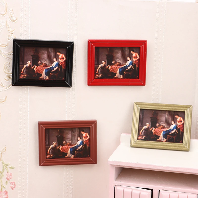 

1pc 1/12 Cute Dollhouse Mini Oil Painting Dollhouse Wall Picture Frame Ornaments Doll House Home Decorations Accessories