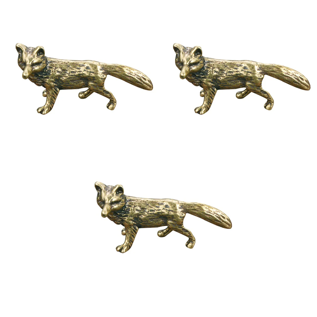 

Animal Fox Brass Figurine Statue Mini Decor Ornament Miniature Sculpture Figurines Wealth Statues Pet Good Shui Desktop Luck