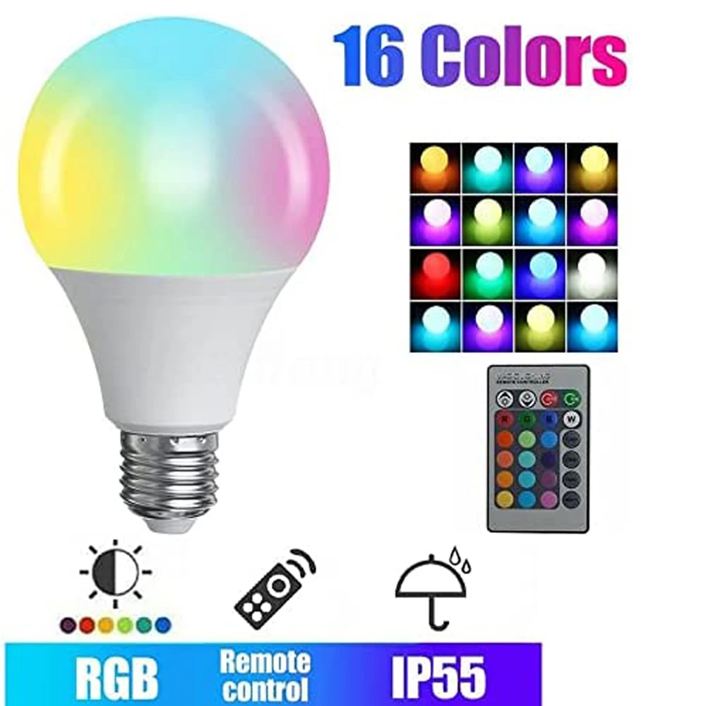 Светодиодная разноцветная лампа RGBW светильник A50 A60 умная с регулятором яркости