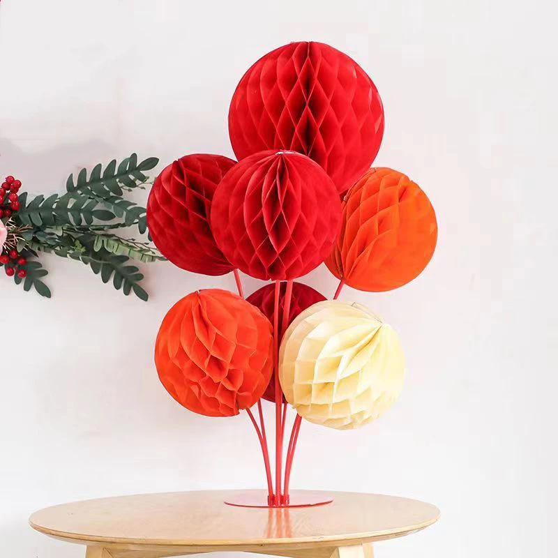 

2 Pcs DIY Origami Fan Valentine's Day Wedding Birthday Party Lantern Decoration Honeycomb Ball Hanging Crafts Paper Flower