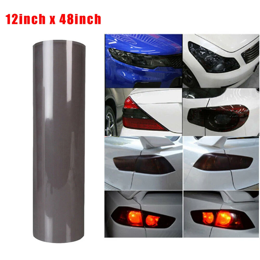 

12"x 48" Gloss Lights Smoke Vinyl Film Tint Headlight Taillight Wrap Cover Black (-30 To + 150c) UV Protection