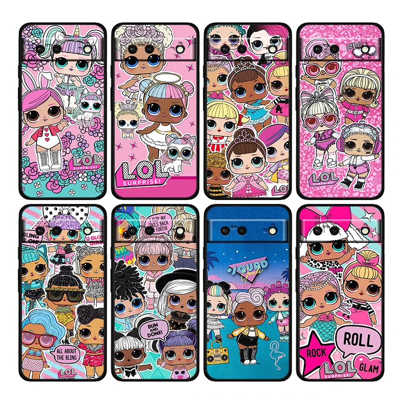 

L.O.L. SURPRISE Dolls Cute Shockproof Cover for Google Pixel 7 7Pro 6 6a 6Pro 5 5a 4 4a XL 5G Silicone TPU Black Phone Case Capa