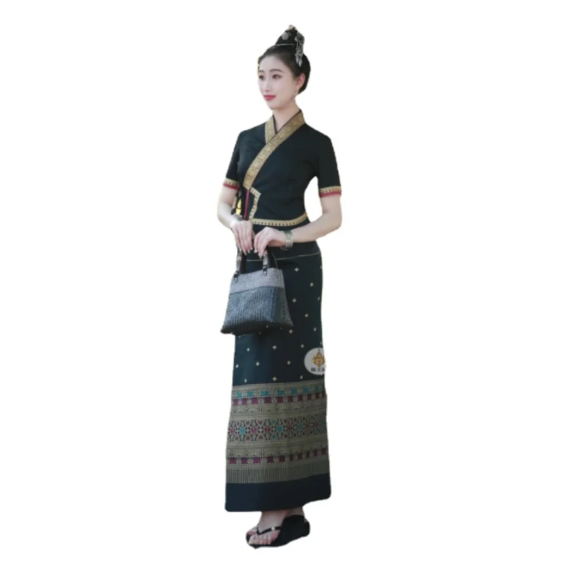 Thai Traditional Dress Women Ethnic Style Daily Casual Tops Blouse Skirt Asian Clothes Thailand Outfit Thai Costume