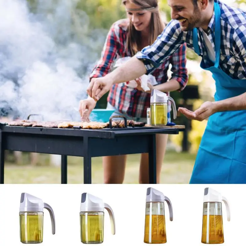 

Leak-proof Glass Oil Bottle Automatic Opening & Closing Oil Tank Vinegar Honey Container Seasoning Cooking Sauce Kitchen Tool