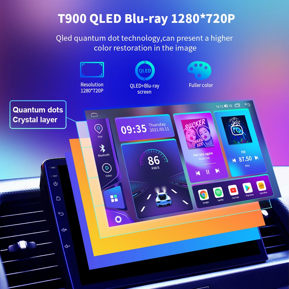 EKIY T900 Blu-ray QLED для FIAT 500 2009 2010 2011 2012 2013 - 2015 Автомобильный радиоприемник