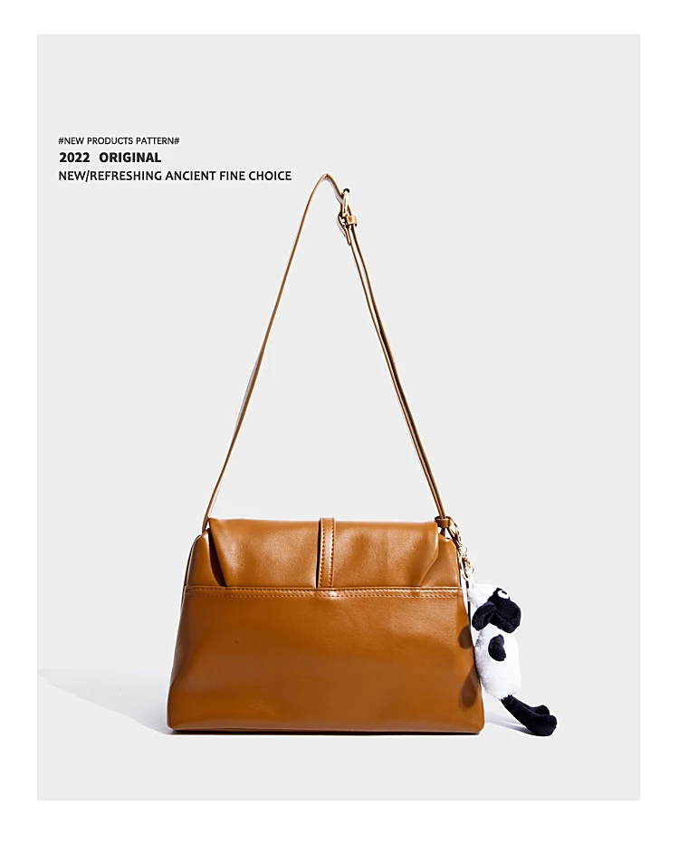 Elmsk Vintage Leather Casual Messenger One Shoulder Bag Women