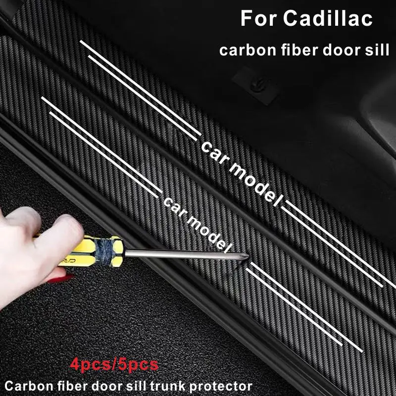

Для всех моделей Cadillac CT4 CT5 CT6 XT4 XT5 XT6, автомобильная полоса на порог из углеродного волокна, Модифицированная декоративная защитная полоса, н...