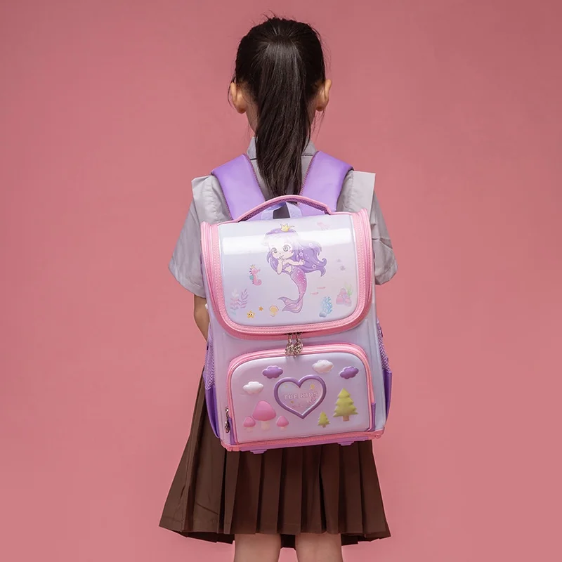 British Style New Girls Boys Students Cartoon Mermaid Unicorn Schoolbags Children Fashion PVC Cute Dinosaur Backpacks for Travel