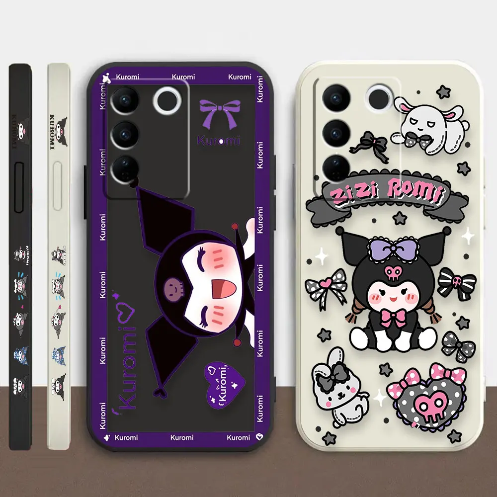 

Case For VIVO S1 S5 S6 S7 S9 S9E S12 S15 S16E T1 T2X V15 V21 PRO 5G Colour Simple Liquid Silicone Case Cute K-Kuromi Cat
