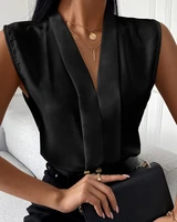2022 summer sexy womens vest black solid v neck sleeveless vests female new fashion casual elegant office girl ladies clothes