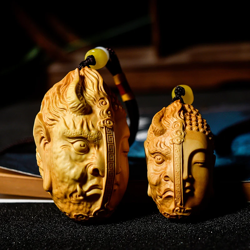 XS398-56 см высокий дьявол Сатана Будда божество самшит скульптура резьба по дереву