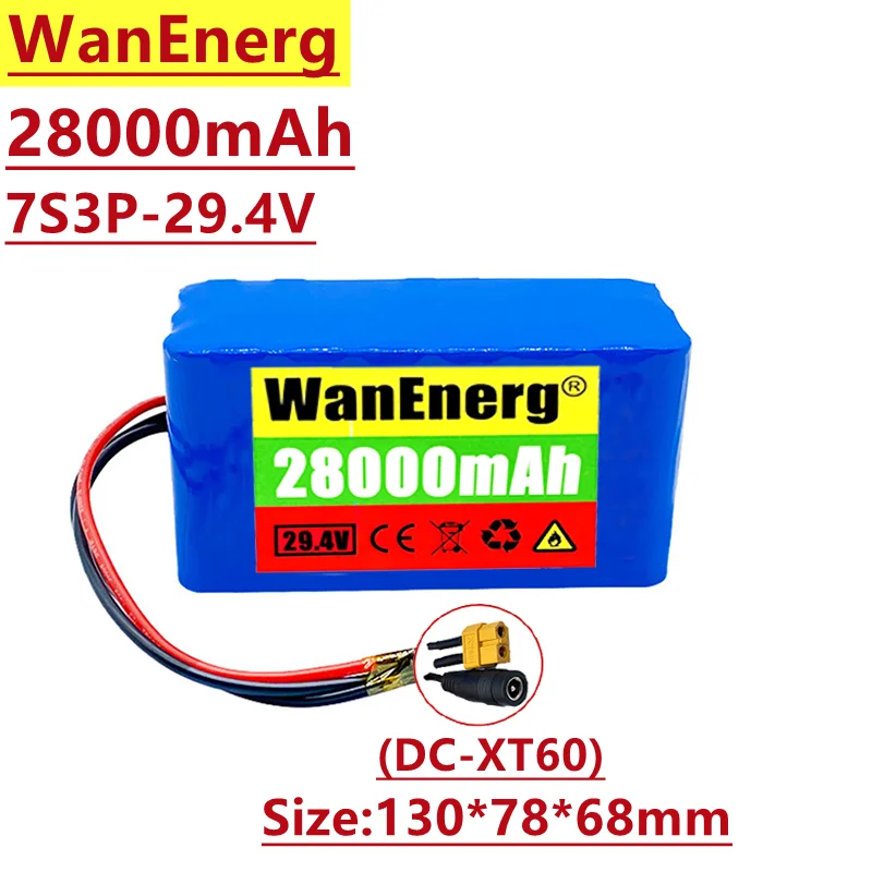 

29.4v/24v lithium ion battery pack, 18650 combination, 7s3p 28000mah, used for electric bicycle, electric toy car and golf cart