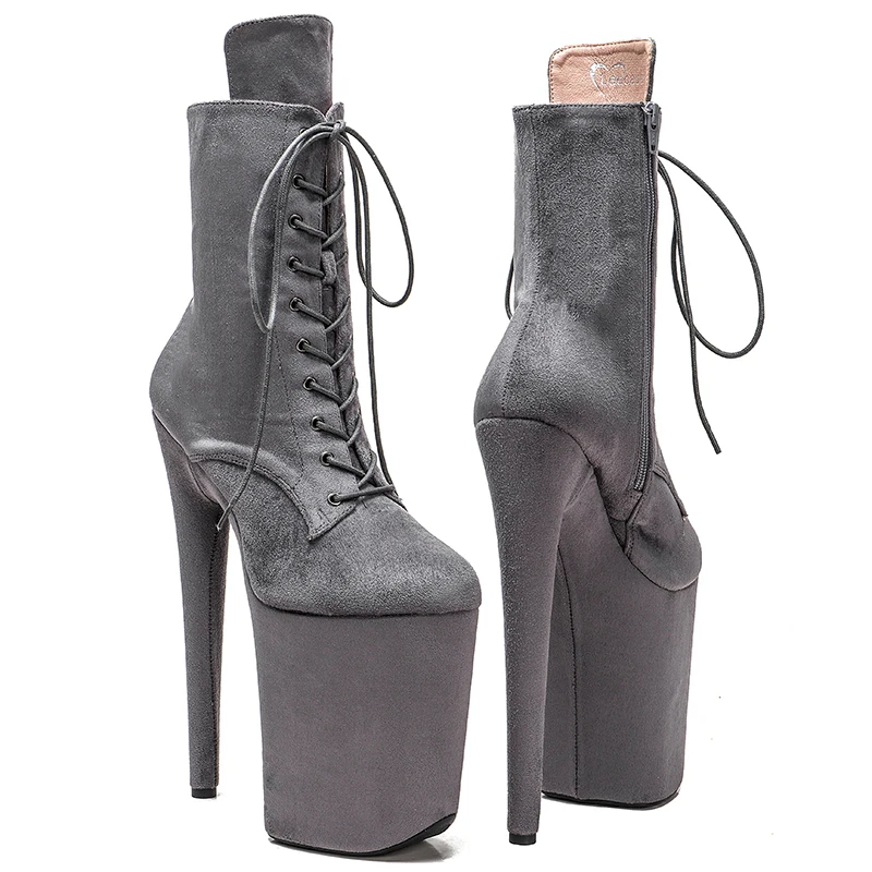 Leecabe  23CM/9inches Suede upper  Sexy boots  High Heels Platform Pole Dance shoes