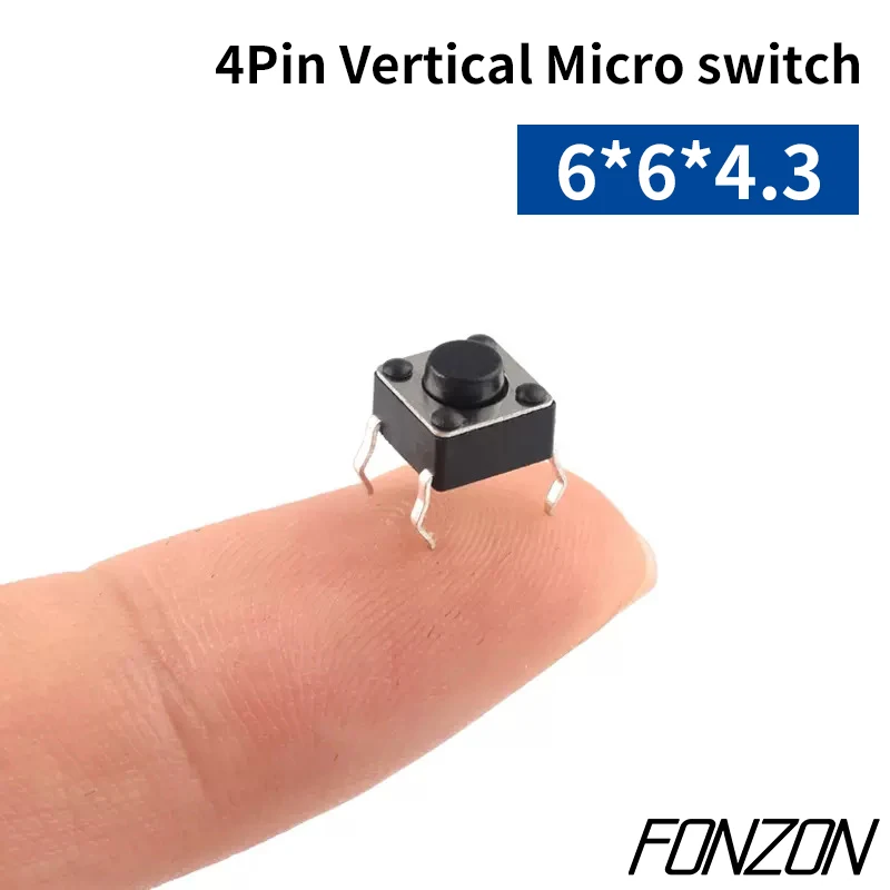 10 шт., 4-контактный кнопочный микро-переключатель, миниатюрный мгновенный тактильный переключатель для пульта дистанционного управления мышью, 6 × 6*4,3/4,5/5/5.5/6/6-16 мм