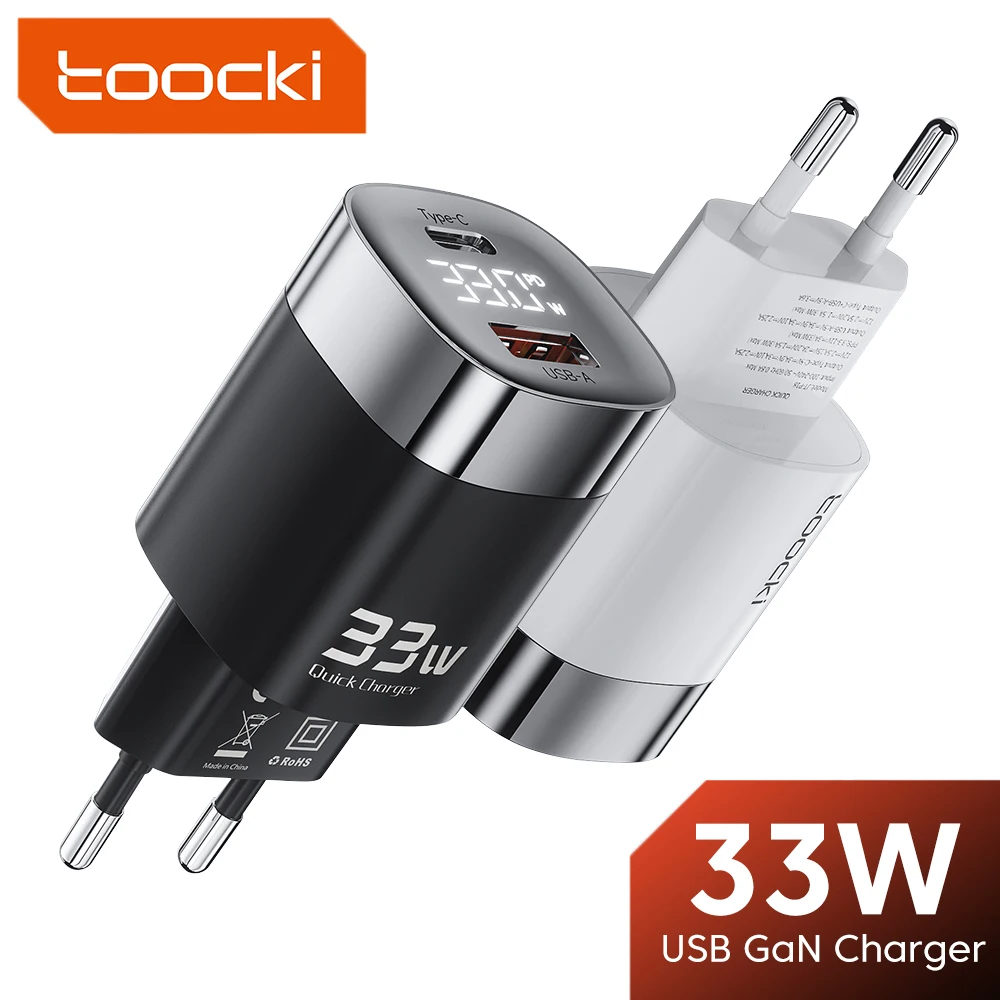 

Зарядное устройство Toocki сетевое с USB-портом и поддержкой быстрой зарядки, 33/30 Вт