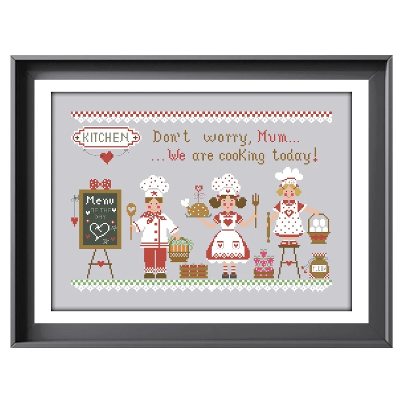 Little chef cross stitch kit cotton thread 18ct 14ct 11ct silver canvas stitching embroidery DIY