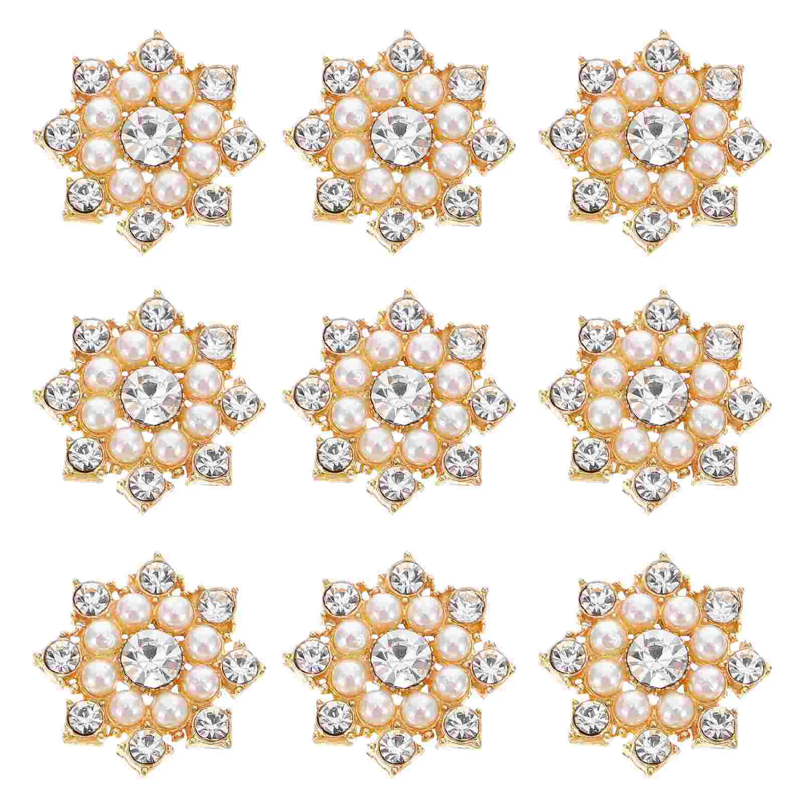 

Pearl Buttons Rhinestone Snowflake Hairpin Diy Flower Making Hair Material Accessories Jewelry Craft Ornament Charm Decor Faux