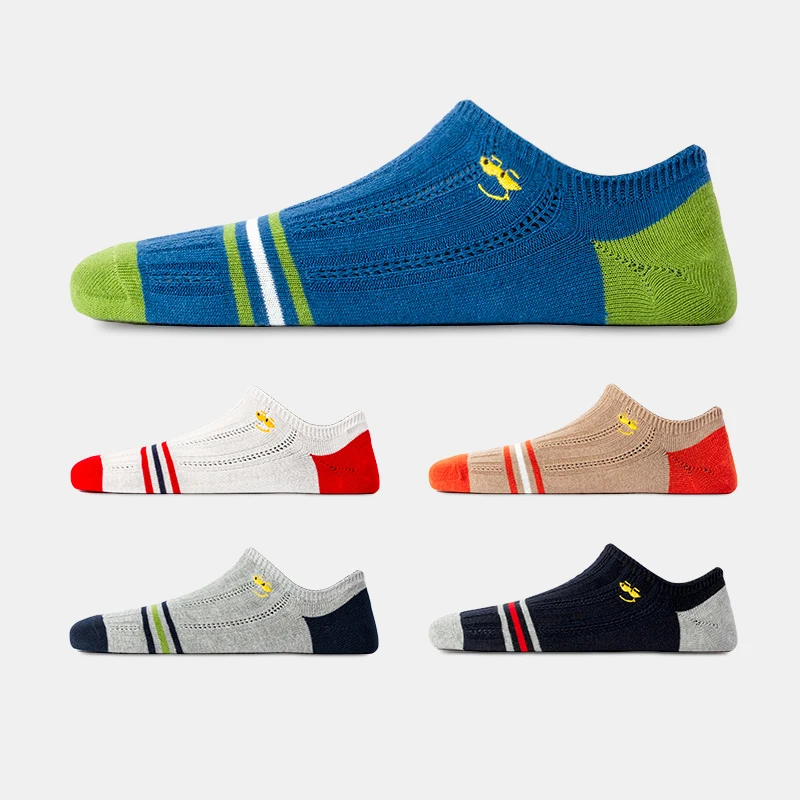 Men's latest design ship socks summer socks high-quality business geometric lattice color men's cotton socks 5 pairs wholesale