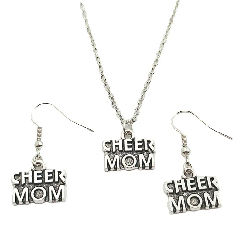 

Cheer Mom Jewelry Set Creative Earring Necklace Sets,, Fashion Women Birthday Girl Gifts