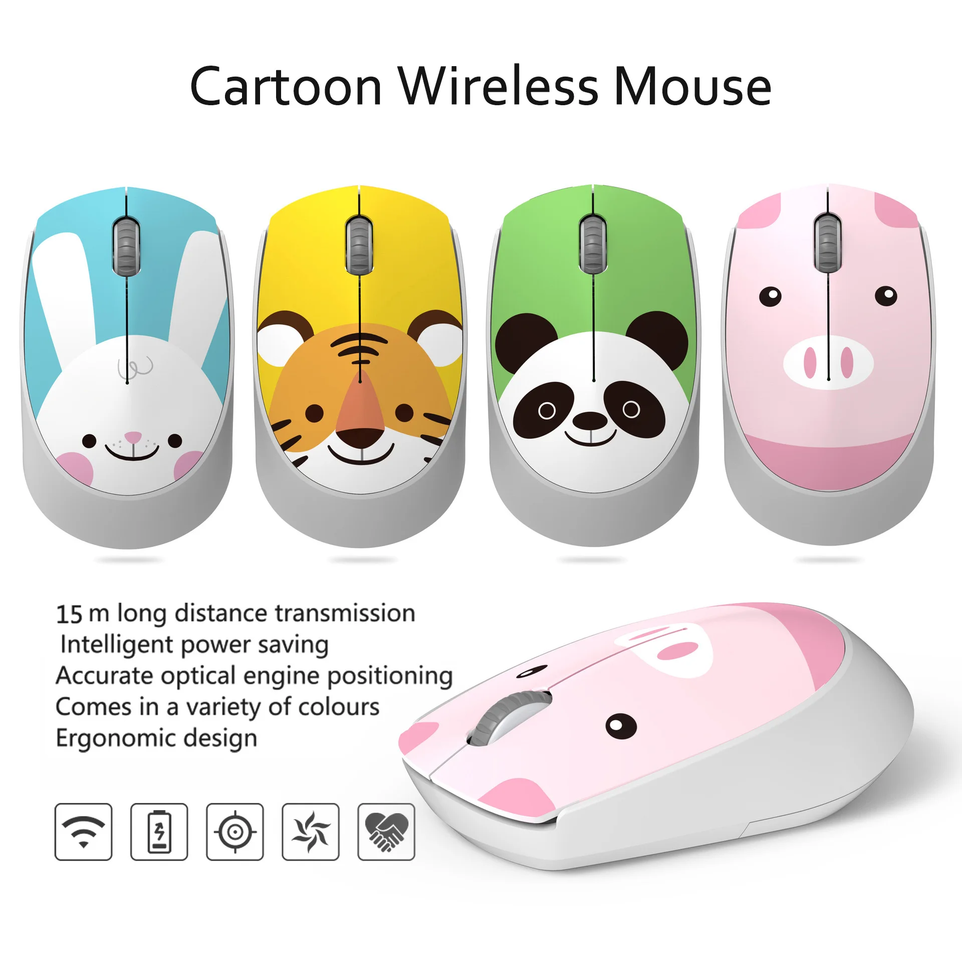 

Silent Wireless Rechargeable Mouse Optical Ergonomic Computer Mice Cute Cartoon Animal Shape USB Mice For Laptop PC Macbook iPad