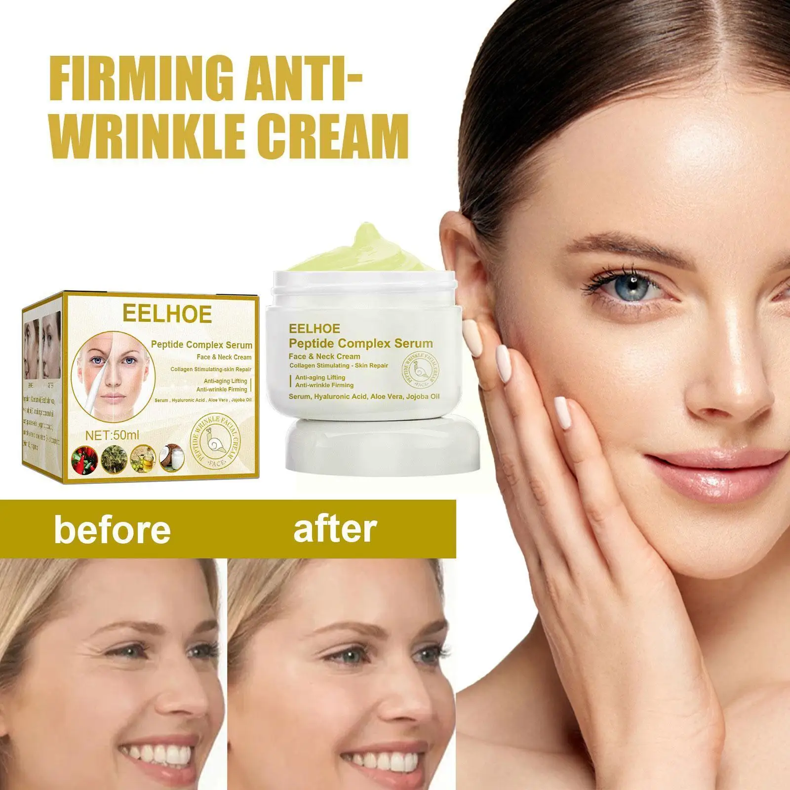 

Peptide Anti-Wrinkle Face Cream Anti Aging Firming Fine Lifting Serum Care Care Skin Moisturizing Lines Remove Facial E6B9
