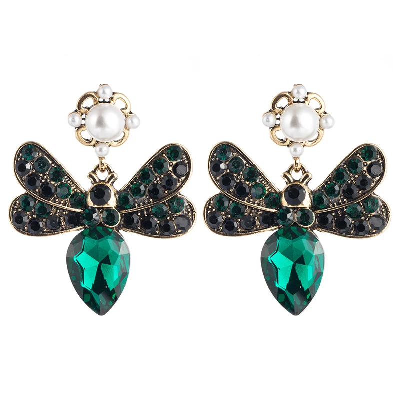 Trendy Fashion Luxury Premium Women's Earrings Bohemian Wind Honeybee Vintage Alloy Inlaid Color Rhinestone Multi Storey Jewelry
