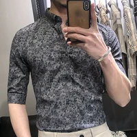 summer floral shirt mens short sleeve shirt korean style trendy mens slim half sleeve shirt mens handsome casual shirt