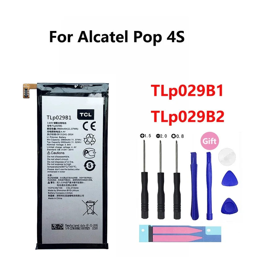 Оригинальный аккумулятор TLp029B1 TLp029B2 2960 мАч для Alcatel Pop 4S 5095 5095B 5095I 5095K 5095L 5095Y TCL 550 +