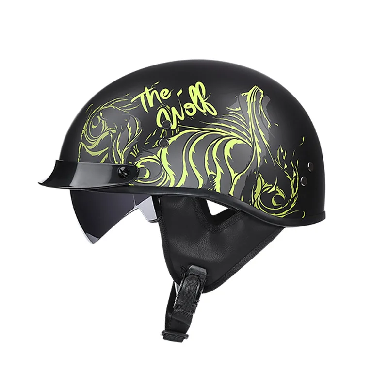 Винтажный мотоциклетный шлем Ретро Скутер полушлем со встроенным козырьком