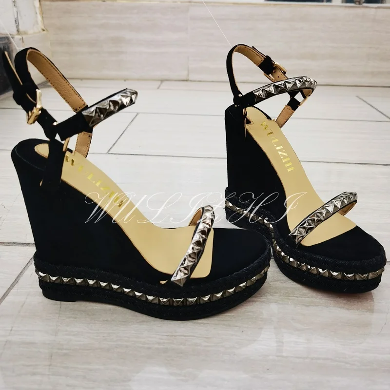 Сандалии женские кожаные на платформе Босоножки с открытым круглым носком