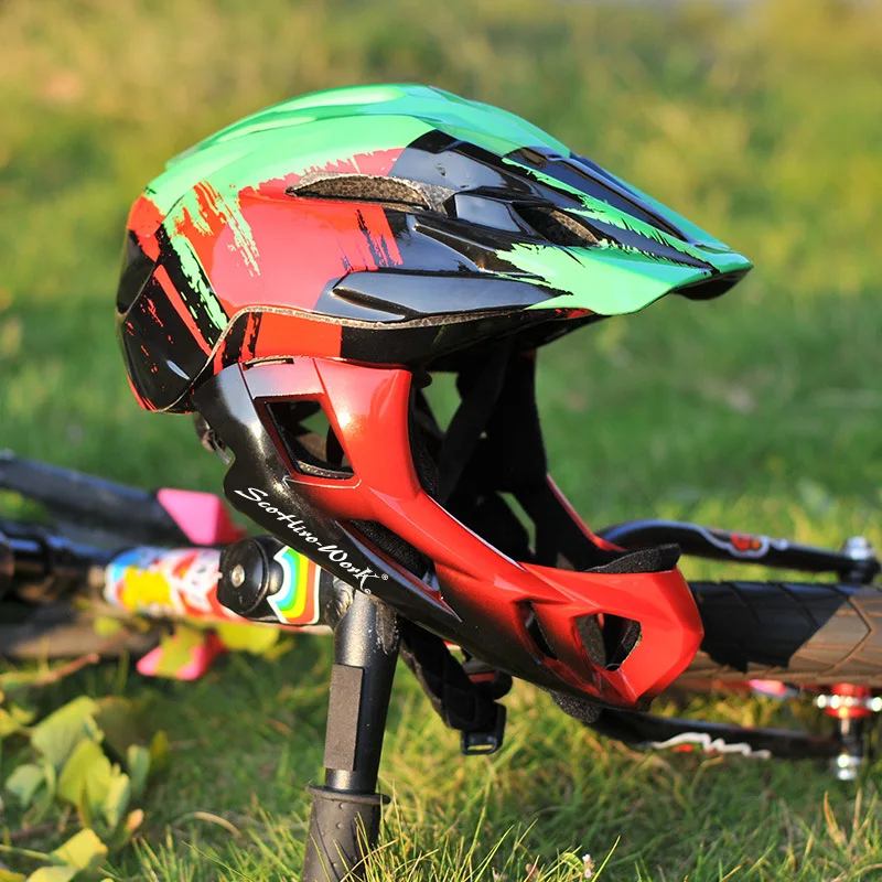 

Полностью закрытый детский съемный велосипедный шлем, спортивный велосипедный светильник лем для горного и внедорожного скутера, бординга...