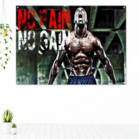 no pain no gain bodybuilding workout inspirational quotes poster wall hanging cloth decorative banner flag gym wall decoration