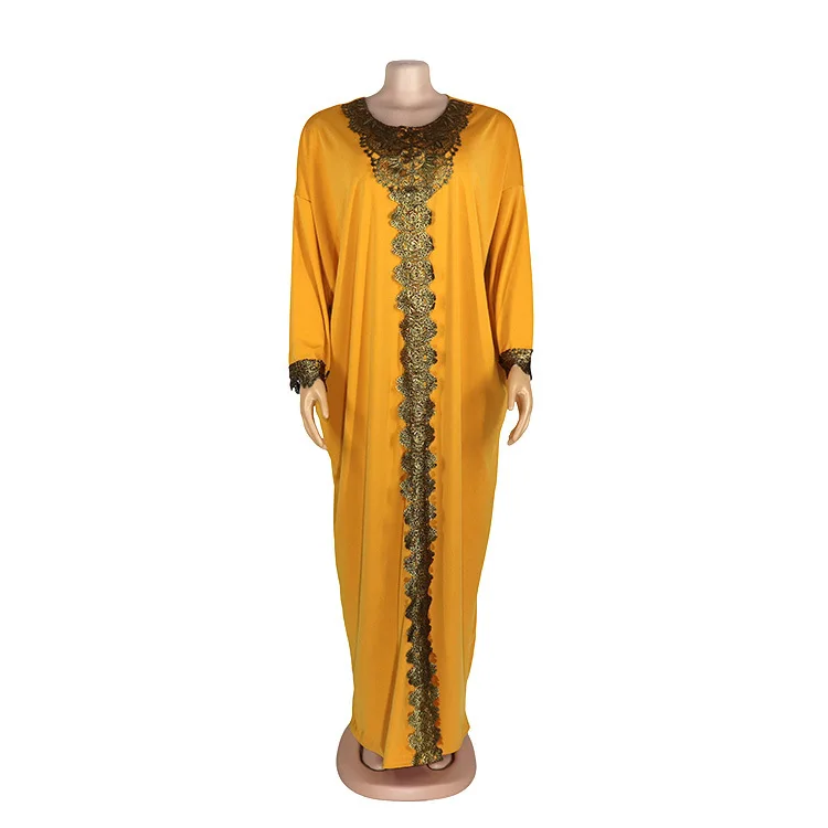 Abaya Dress for Women African OL Elastic Long Robe with Round Neck Large Swing Skirt Muslim Dress Dubai Abayas for Women Dubai