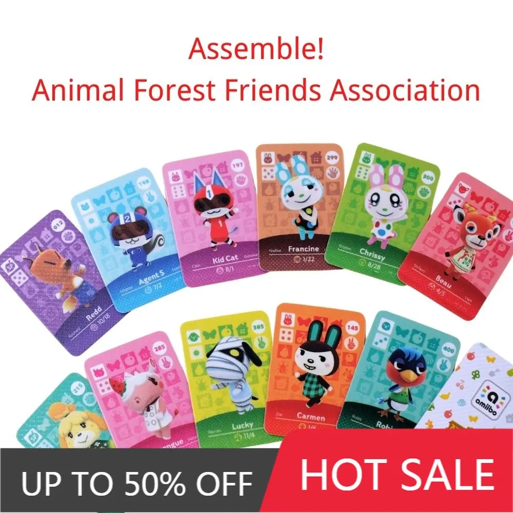 

Игровые карты Amiibo с пересечением животных, 52 шт., бирка Ntag, NFC набор с животными, браслет на ногу, Джулиан Боб, совместимый с переключателем NS ...