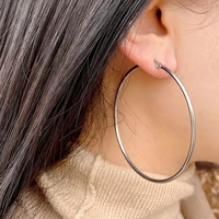 2022 new women 2 9 cm small big circle hoop earrings stainless steel statement geometry ear ring fashion jewelry gift nightclub