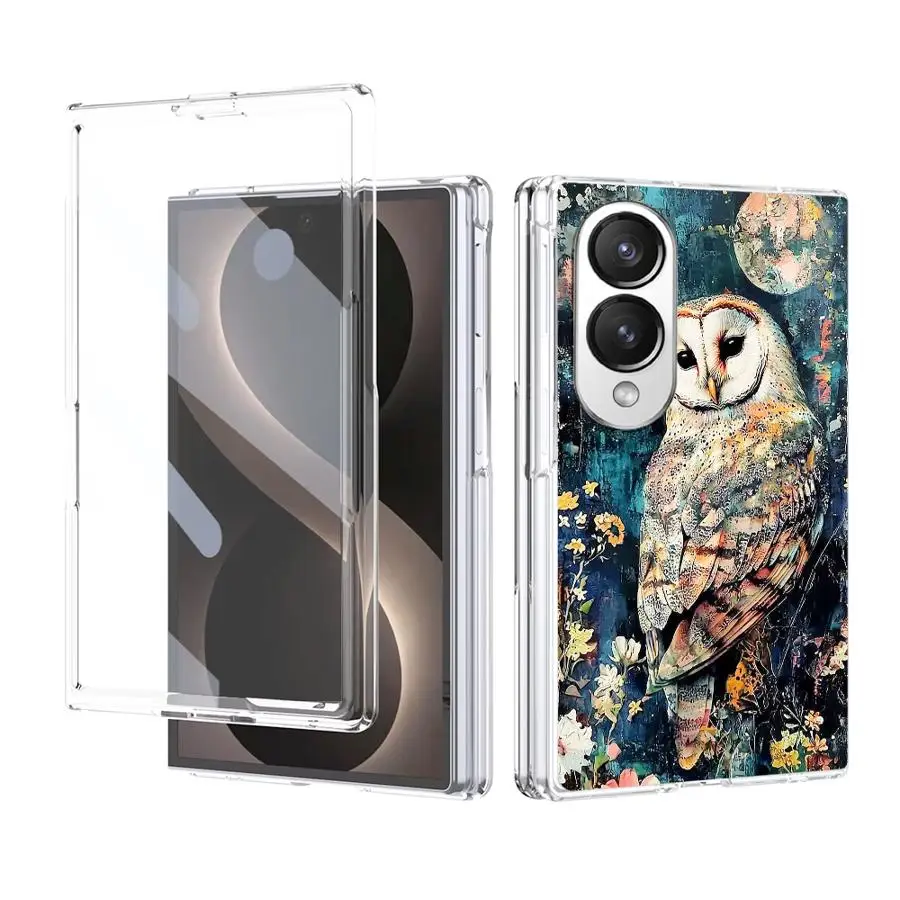 Фото Прозрачный чехол для телефона Owl Art для Samsung Galaxy Z Fold 8, жесткий, из поликарбоната, класса люкс №1